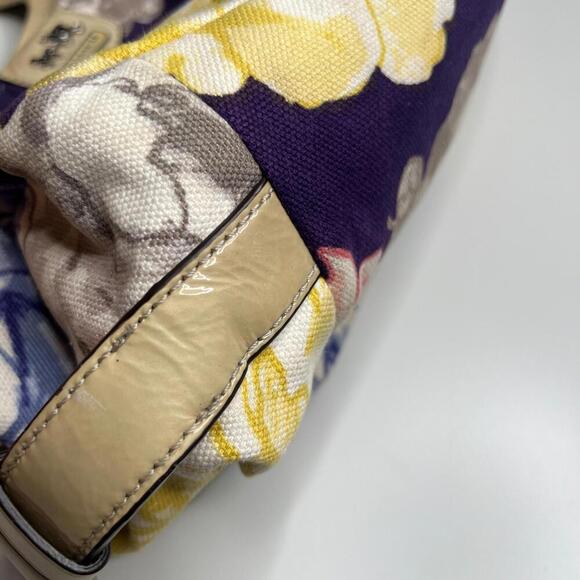 Coach Madison Maggie Navy Floral Tote Handbag M1220-23351 Pre-Owned Free Ship - Picture 8 of 10